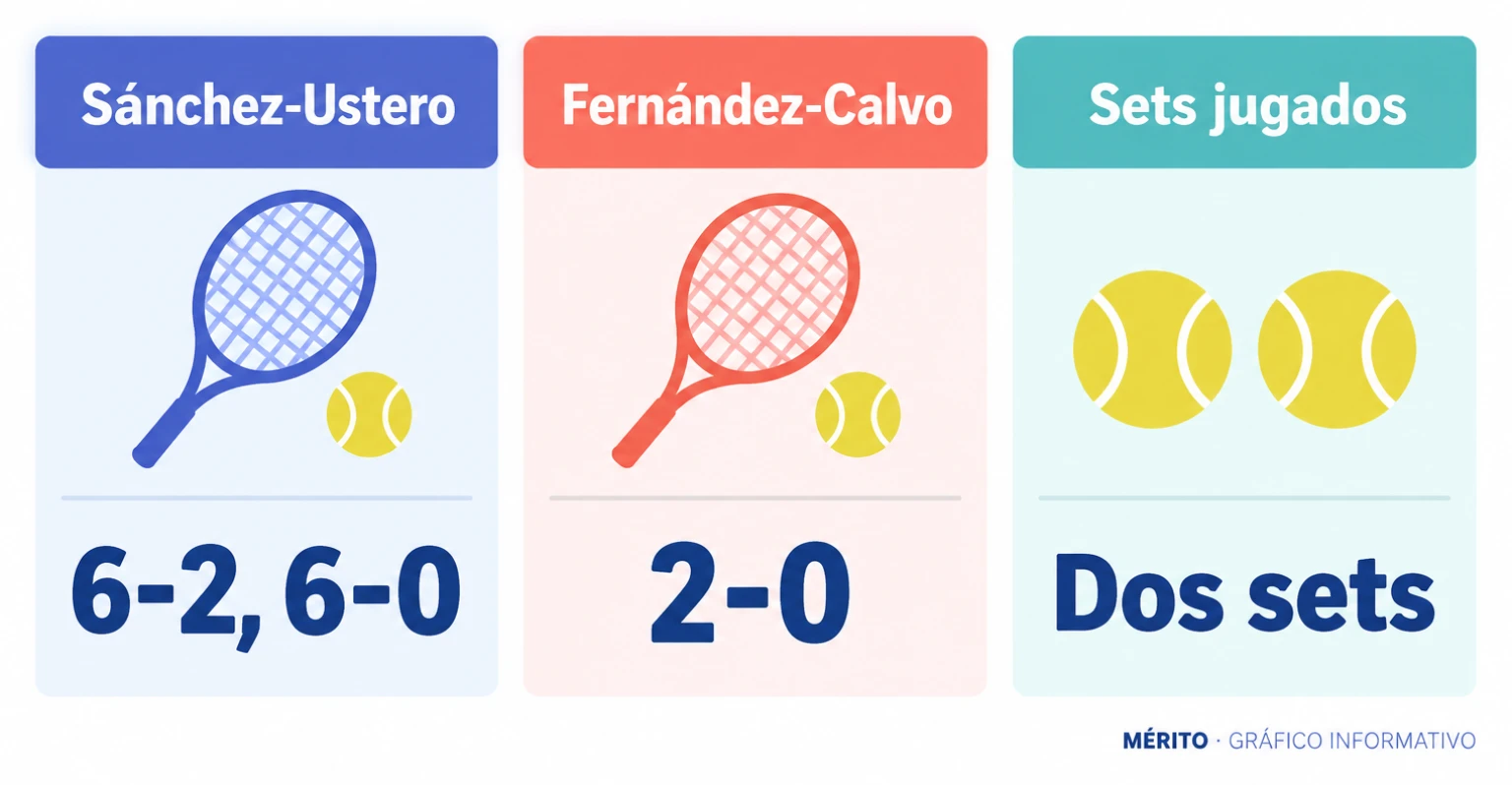 Comparación del marcador de la final femenina del París Major: Ari Sánchez y Andrea Ustero ganaron los dos sets por 6-2 y 6-0.