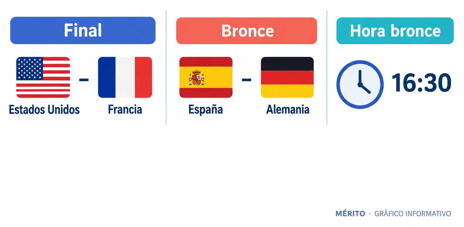 Infografía de los partidos por el oro y por el bronce del Mundial femenino de baloncesto.